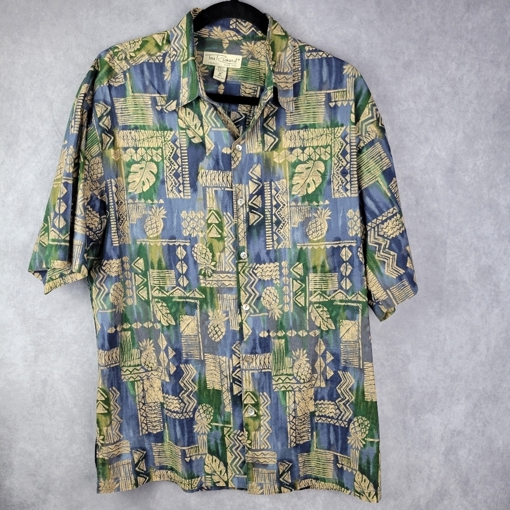 Tori Richard pineapple Costal‎ Beach M Hawaiian Aloha Men Shirt short-sleeved